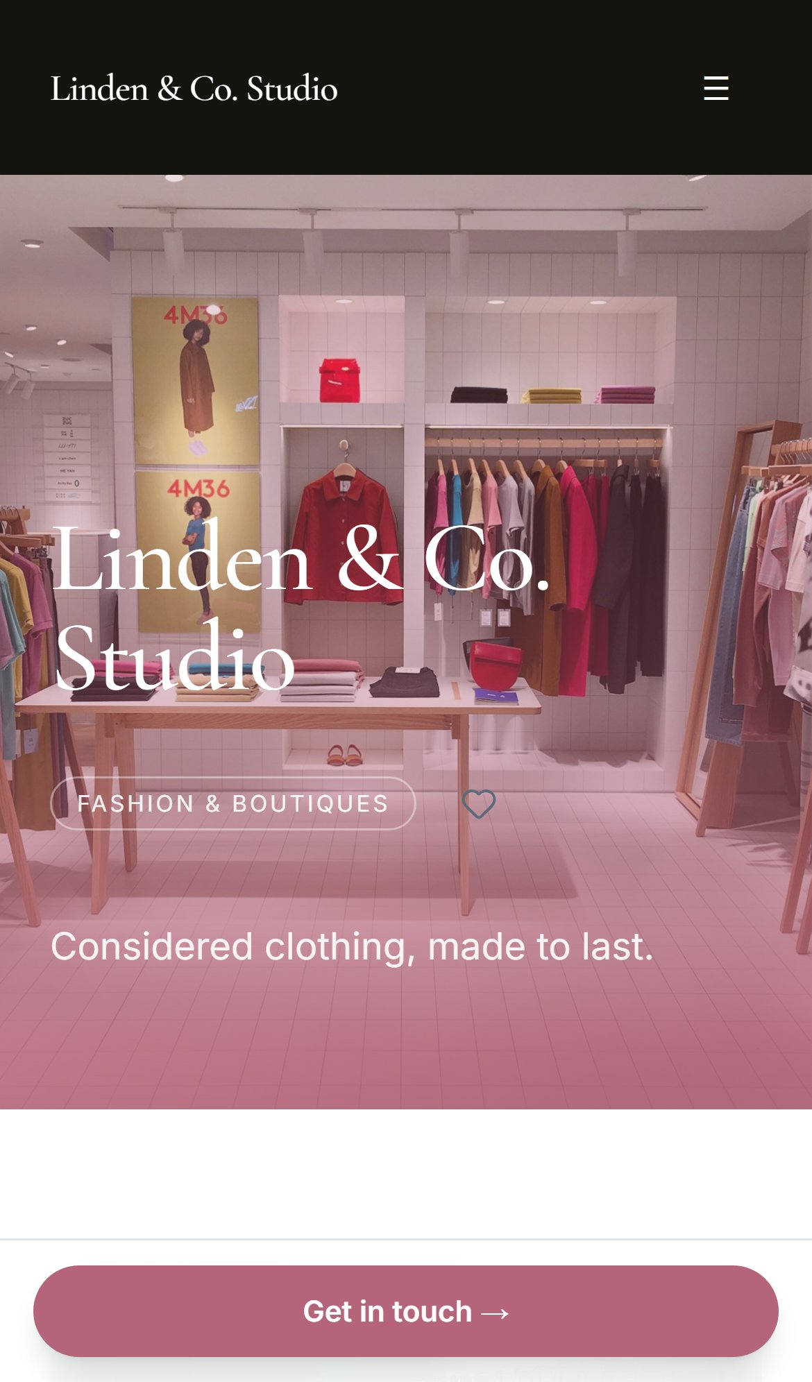 Boutique demo site preview (mobile)