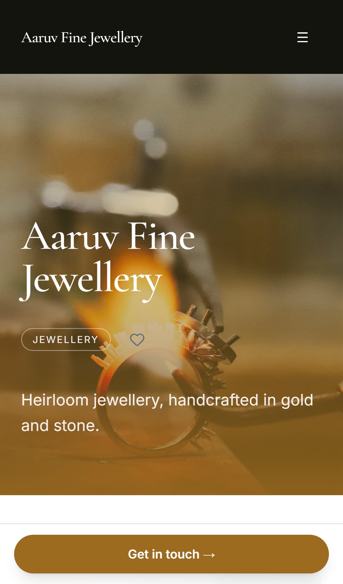 Jewellery demo site preview (mobile)